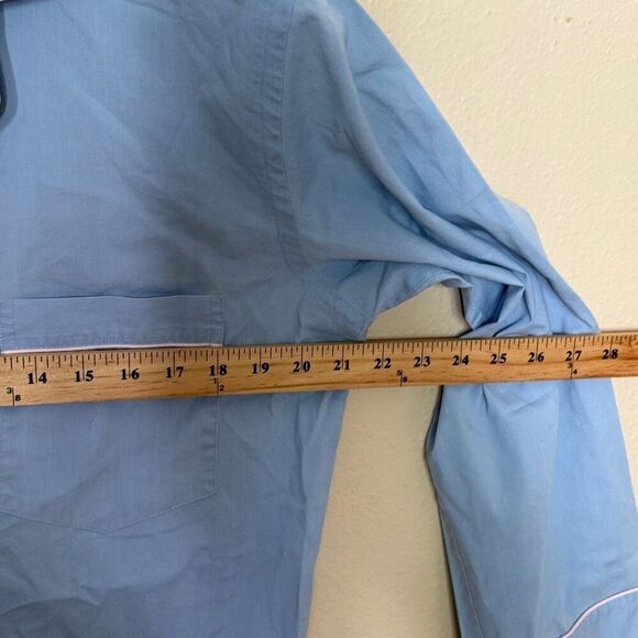 Christian Dior Shirt Mens M Blue Button Up Collared Long Sleeve Pajamas Vtg - Picture 9 of 10